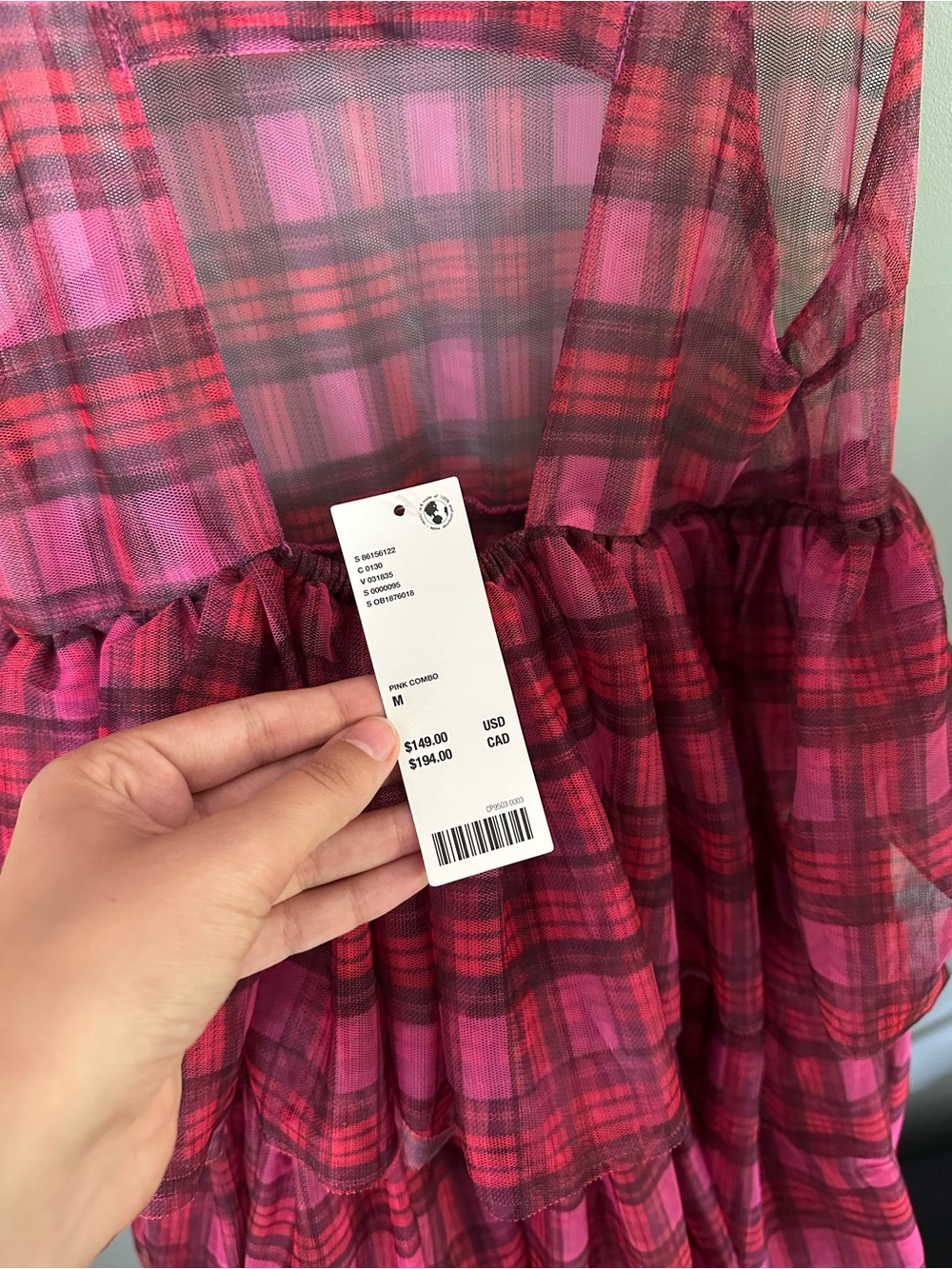 NWT KIMCHI BLUE Urban Outfitters Sheer Plaid Dress - Picture 4 of 6